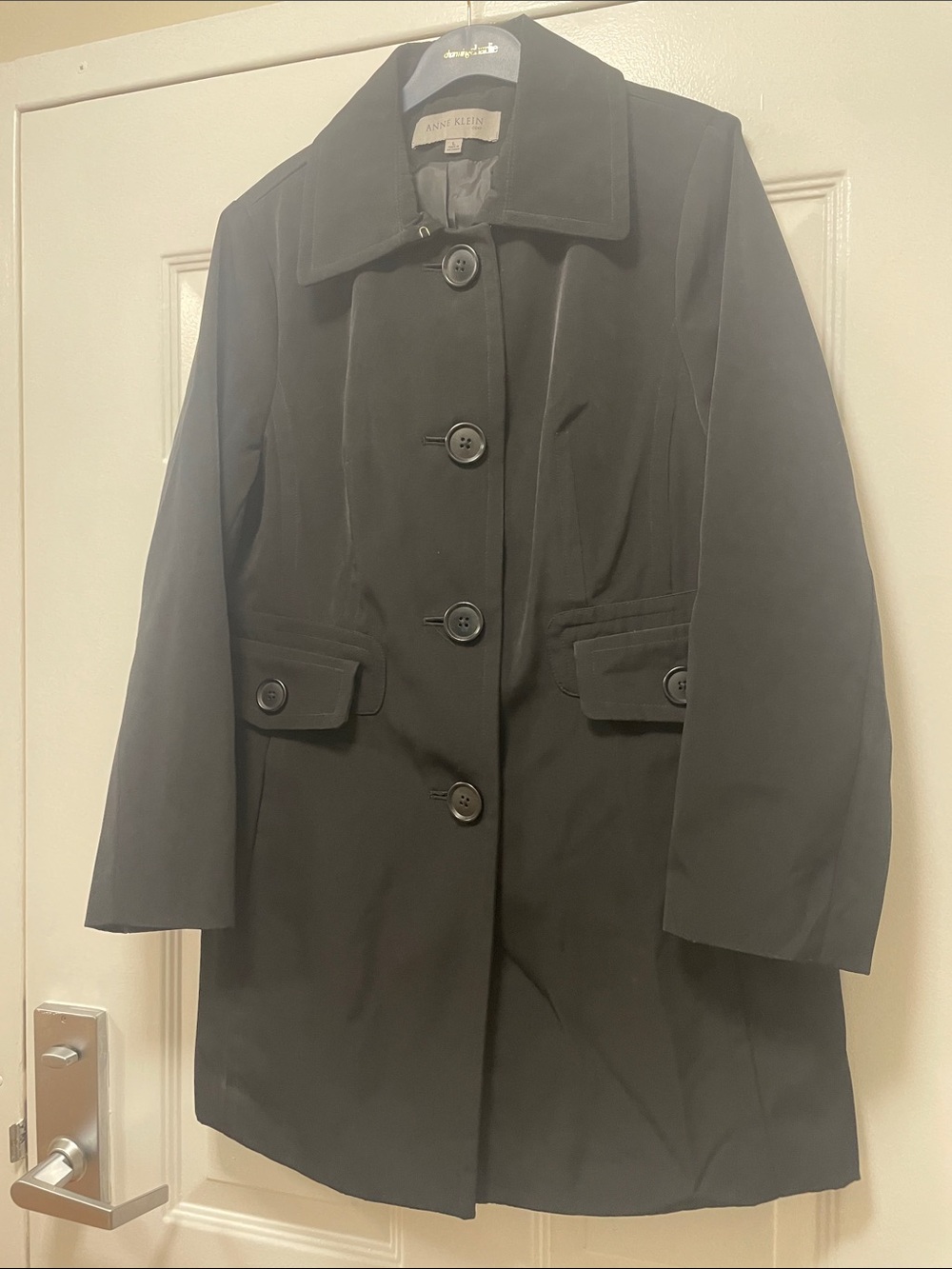 Anne Klein Black Single-Breasted Trench Coat